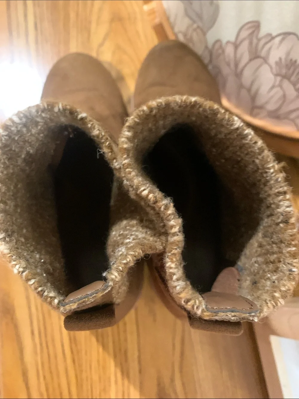 Women's Brown Suede Chunky Chelsea Boot with Knit Collar